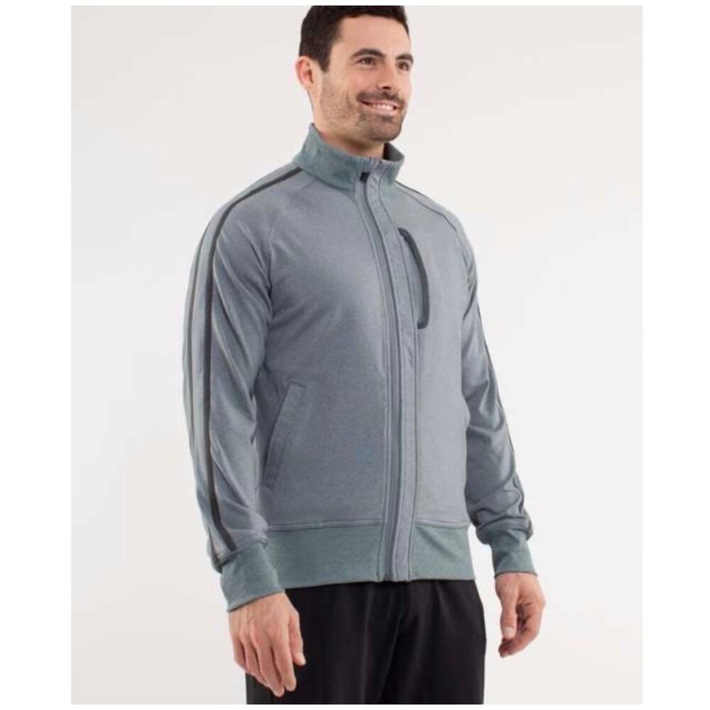 Lululemon Kung Fu Jacket Full Zip Gray Green L Athleisure Performance Gym Comfy